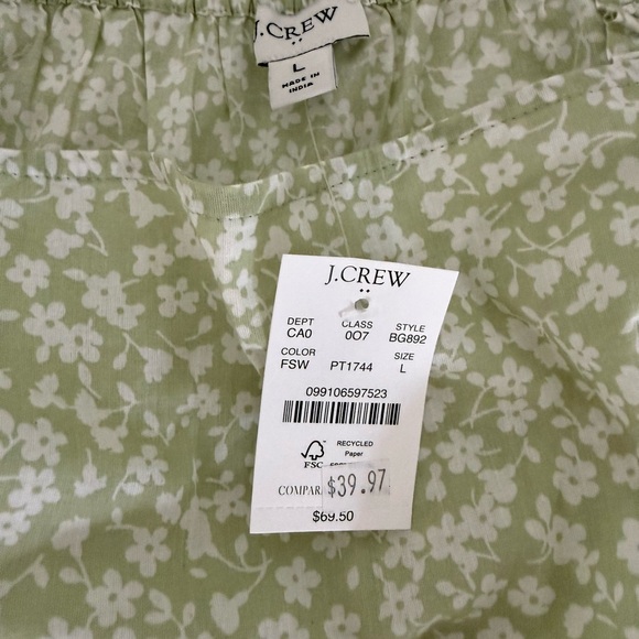 J. Crew Light Green Floral Blouse - Picture 2 of 3